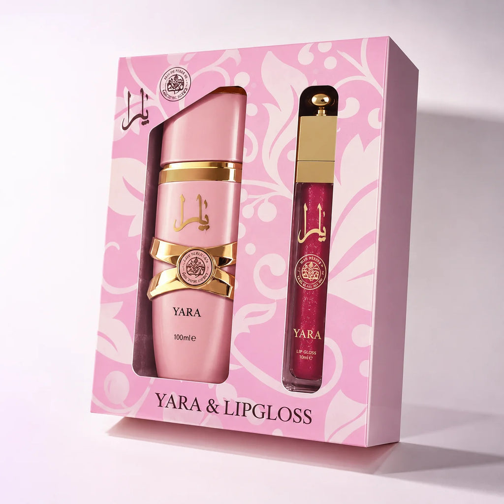 Yara perfume 30ml + lip Gloss 4ml Vanilla Musk Floral fruity Gourmand Set for Women