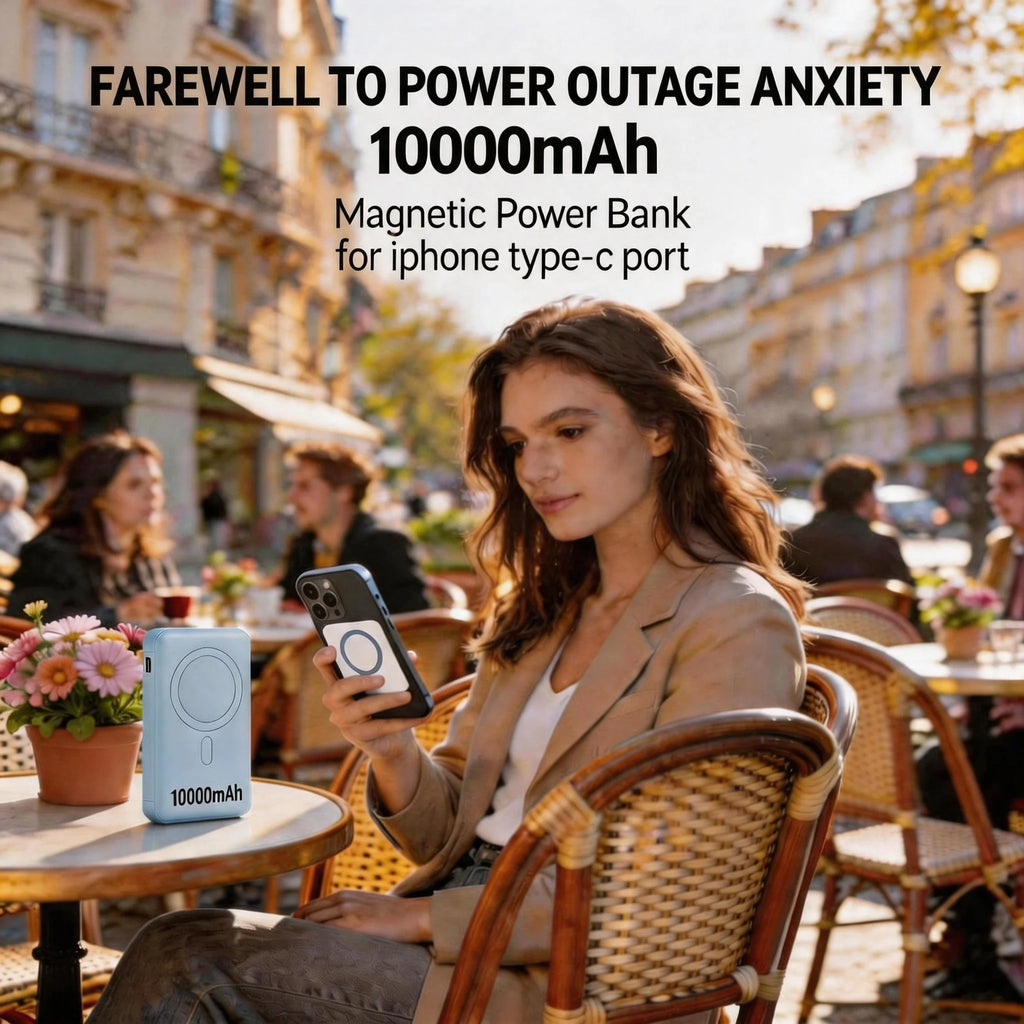 20W Magnetic Power Bank 10000Mah Wireless Fast Charging Portable Magsafe Compatible External Battery for iPhone 15 Pro Max iPhone 16 Pro