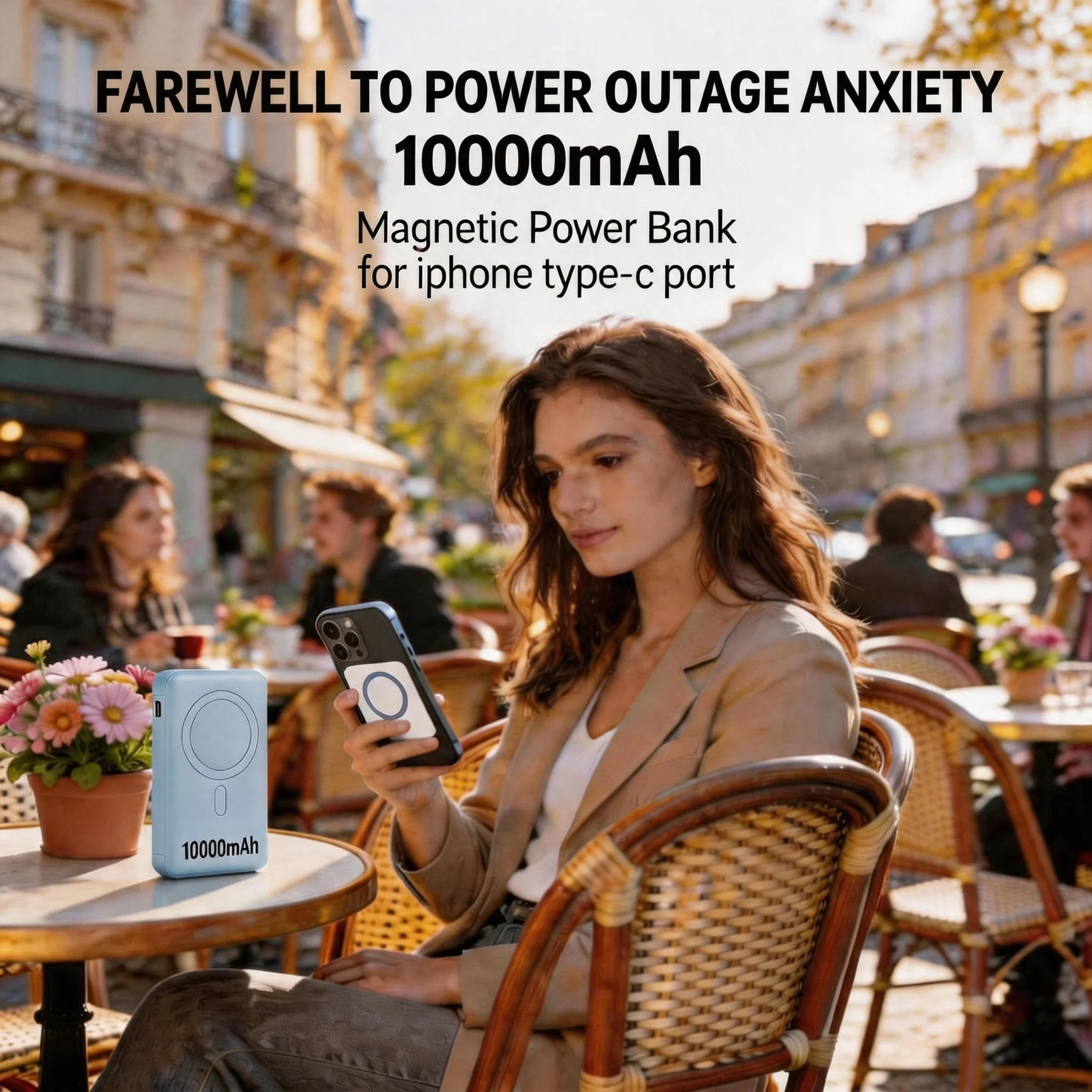 20W Magnetic Power Bank 10000Mah Wireless Fast Charging Portable Magsafe Compatible External Battery for iPhone 15 Pro Max iPhone 16 Pro
