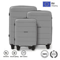 Set of Suitcases in POLYPROPYLENE/ 20", 24", 28" 75 × 50 × 30 cm / 65 × 44 × 25 cm / 55 × 39 × 20 cm, Hawfinch Champagne Color DAMAGE-RESISTANT TELESCOPY HANDLE, 4 double 360° wheels, Combination Lock, side and top han