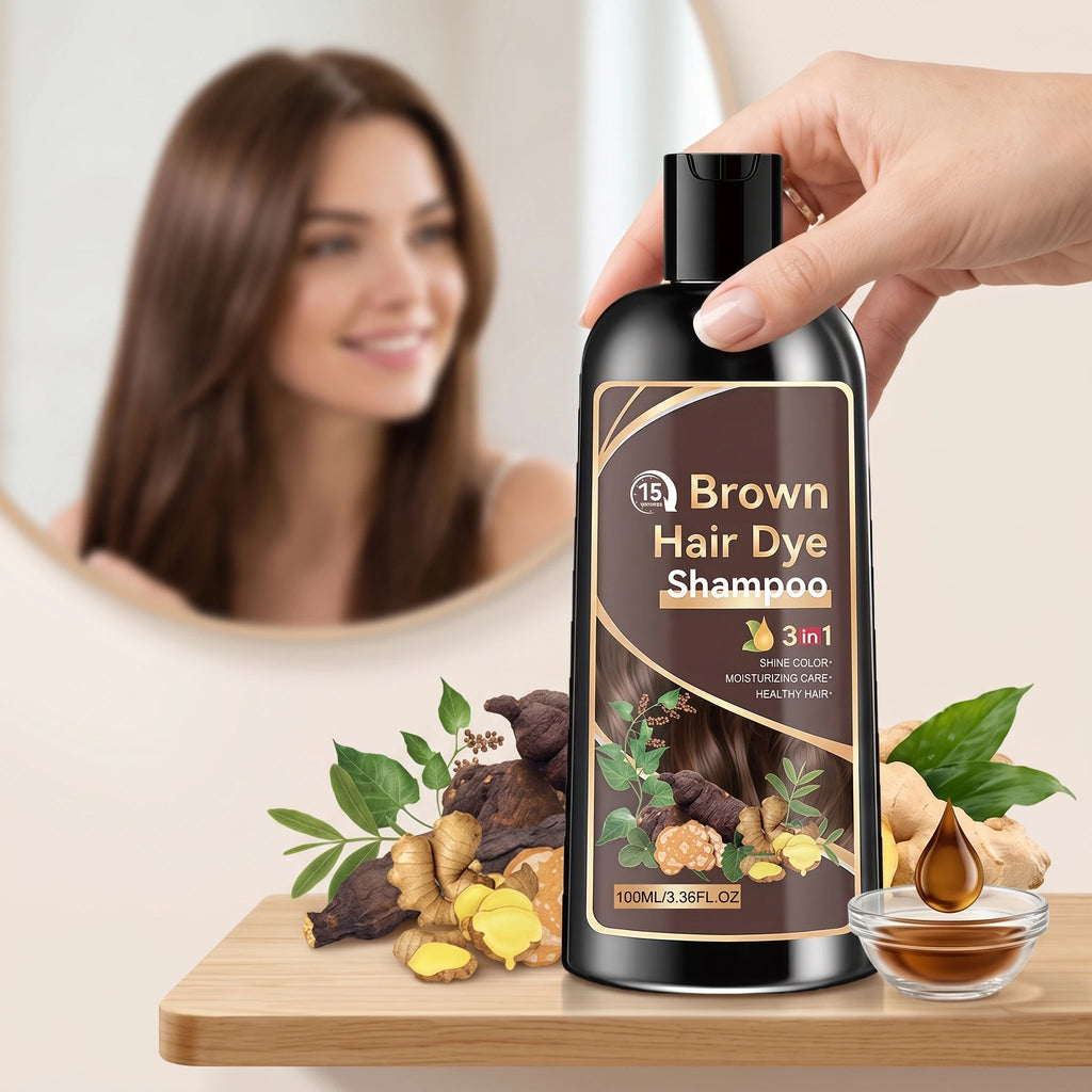 100ML Herbal Brown Hair Dyeing Shampoo Nourishing Scalp Repairing Damaged Hair