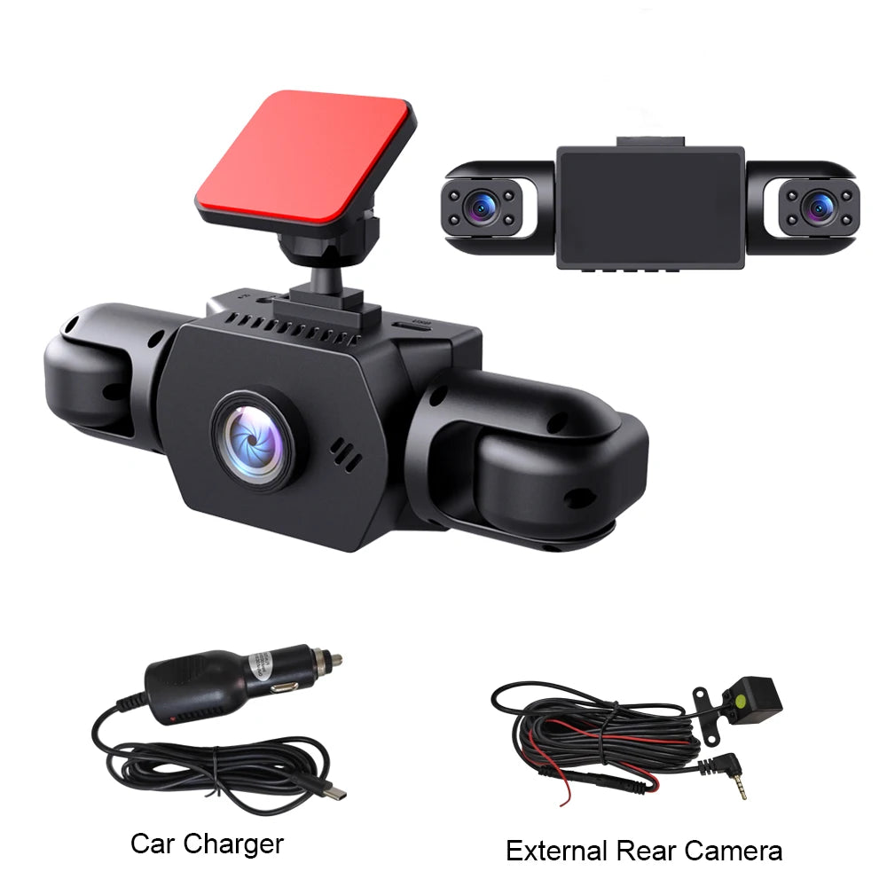 1080P 4 Camera Dash Cam for Cars Front Rear and Inside Car