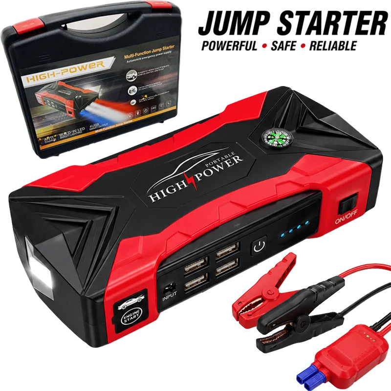 Car Jump Starter 1000A Peak Power Portable Auto Battery Booster 12V Jump Starter Power Bank Emergency Car Starter USB Charger Vehicle Booster Pack
