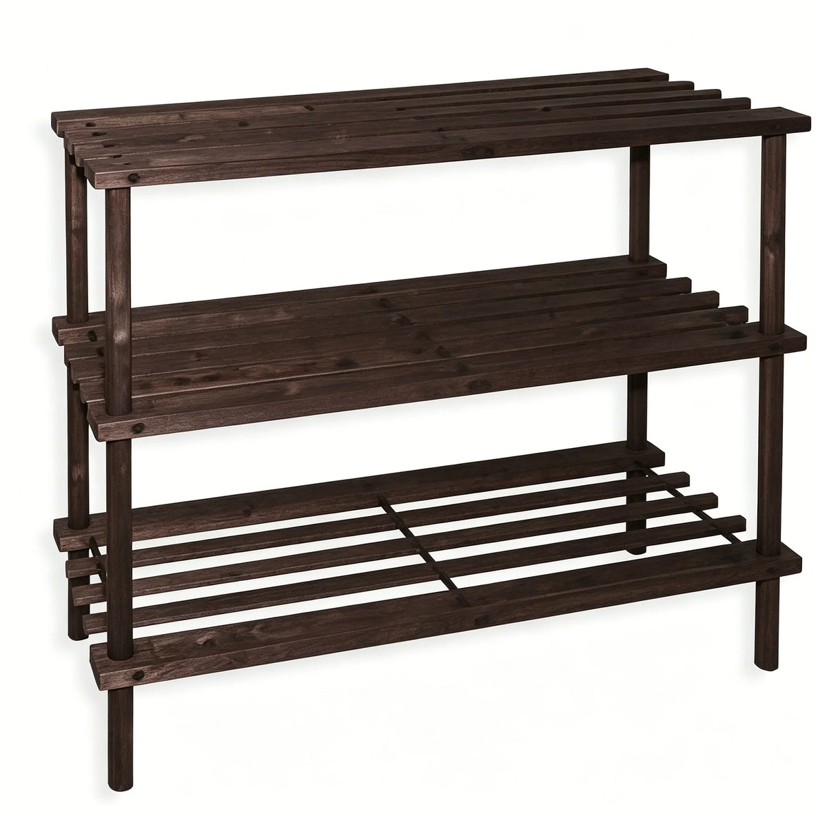 3-Tier Solid Wood Shoe Rack, Size 74×26×48.5 cm (29.1×10.2×19 in), Breathable Slat Design