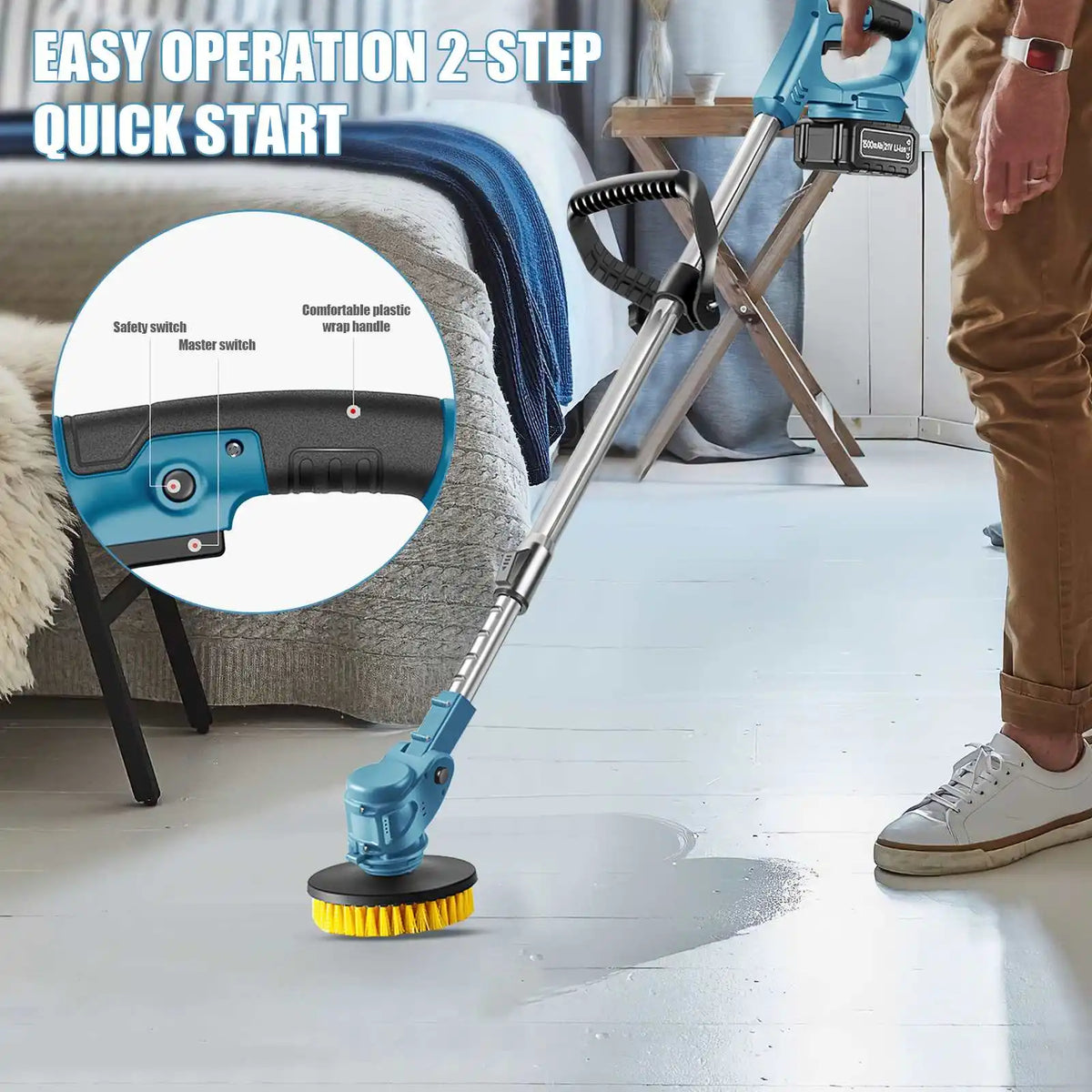 800W Floor Cleaning Machine Cordless Spin Scrubber Telescopic Electric Multipurpose