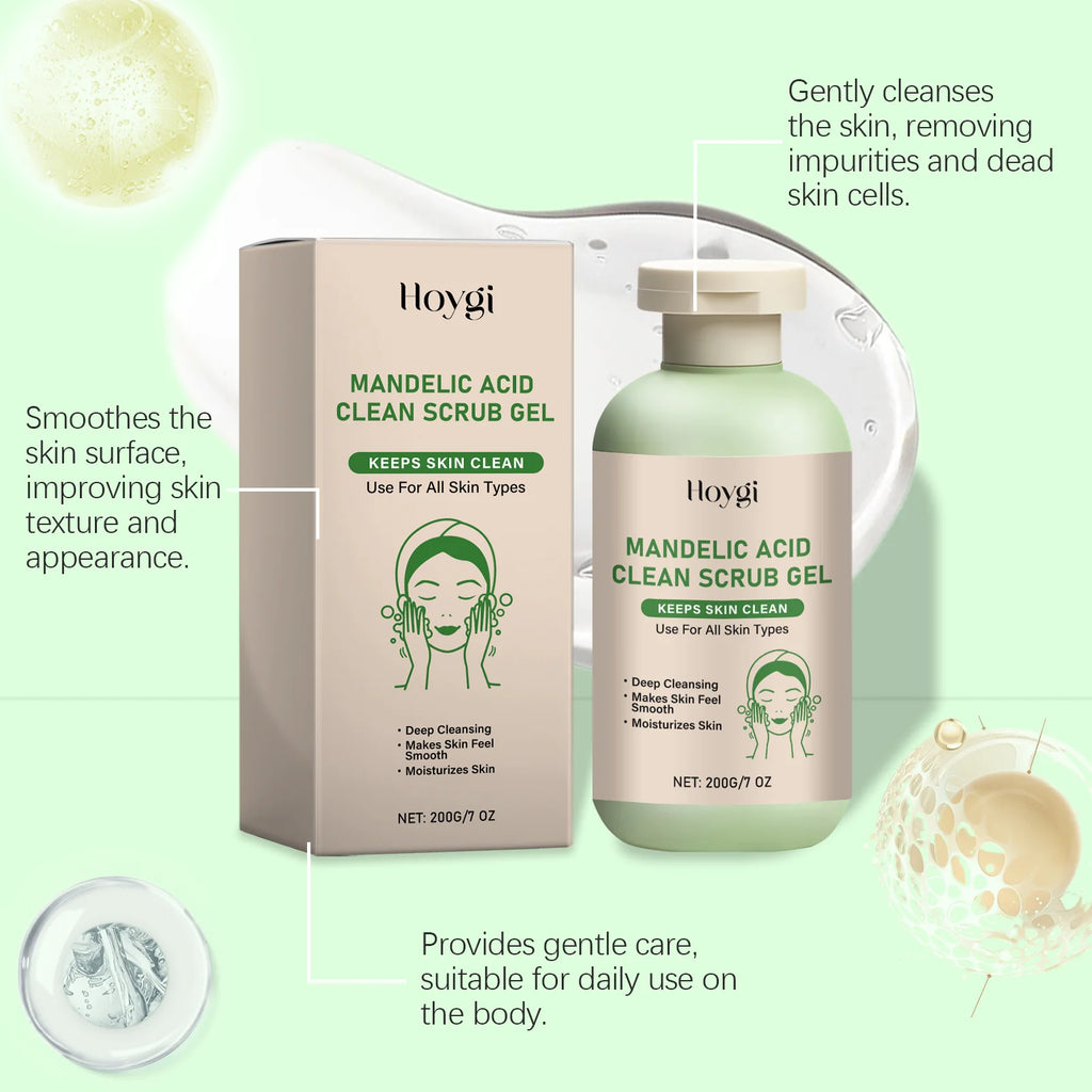 200g Mandelic Acid Body Exfoliating Gel Gentle Cleaning Pores Moisturizing Remove Dead Skin Refreshing Smoothing Body Scrub Gel