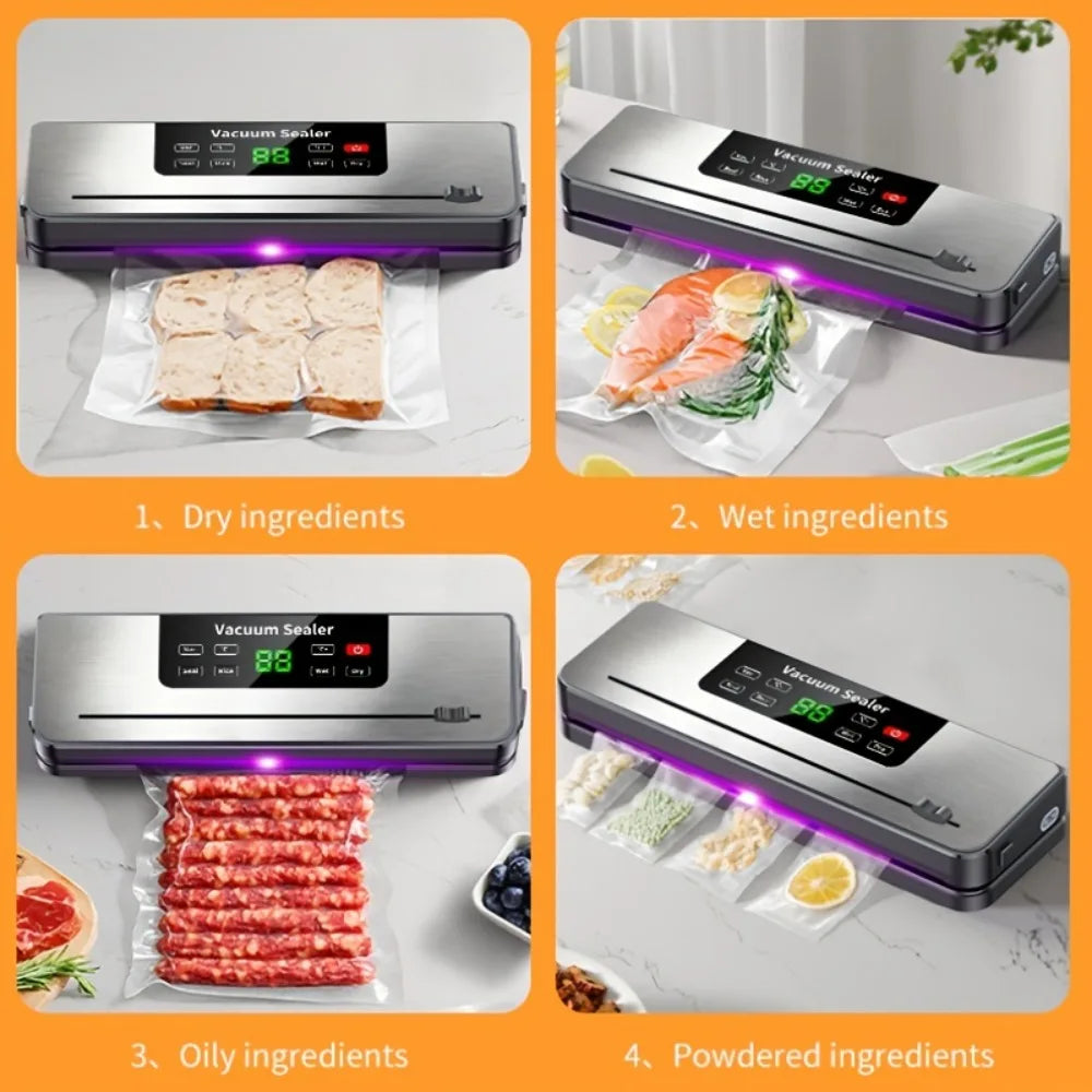 Rechargeable Cordless Sous Vide Machine, 30cm Adjustable Temperature Food Sealer with Built-In Food Cutter