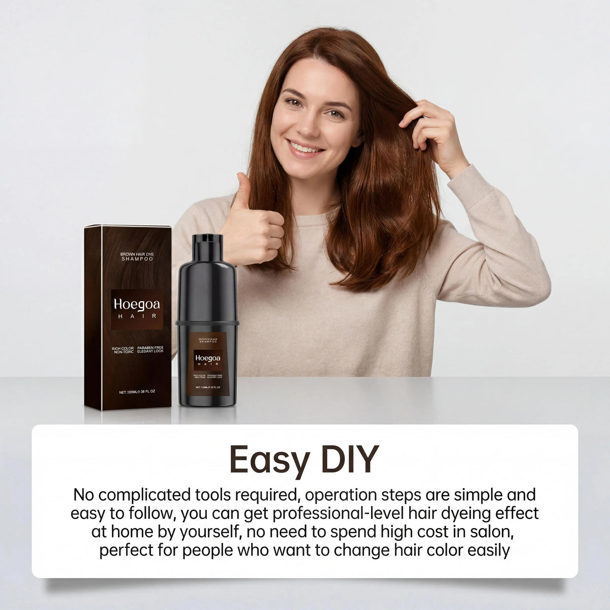 4 Color Hair Dye Shampoo Ginseng Root Extract Nourish