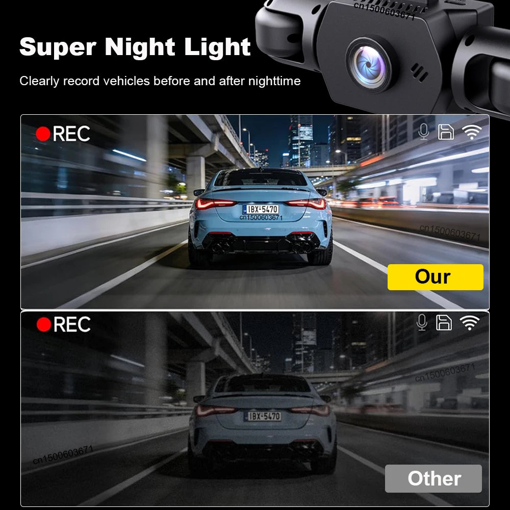 1080P 4 Camera Dash Cam for Cars Front Rear and Inside Car