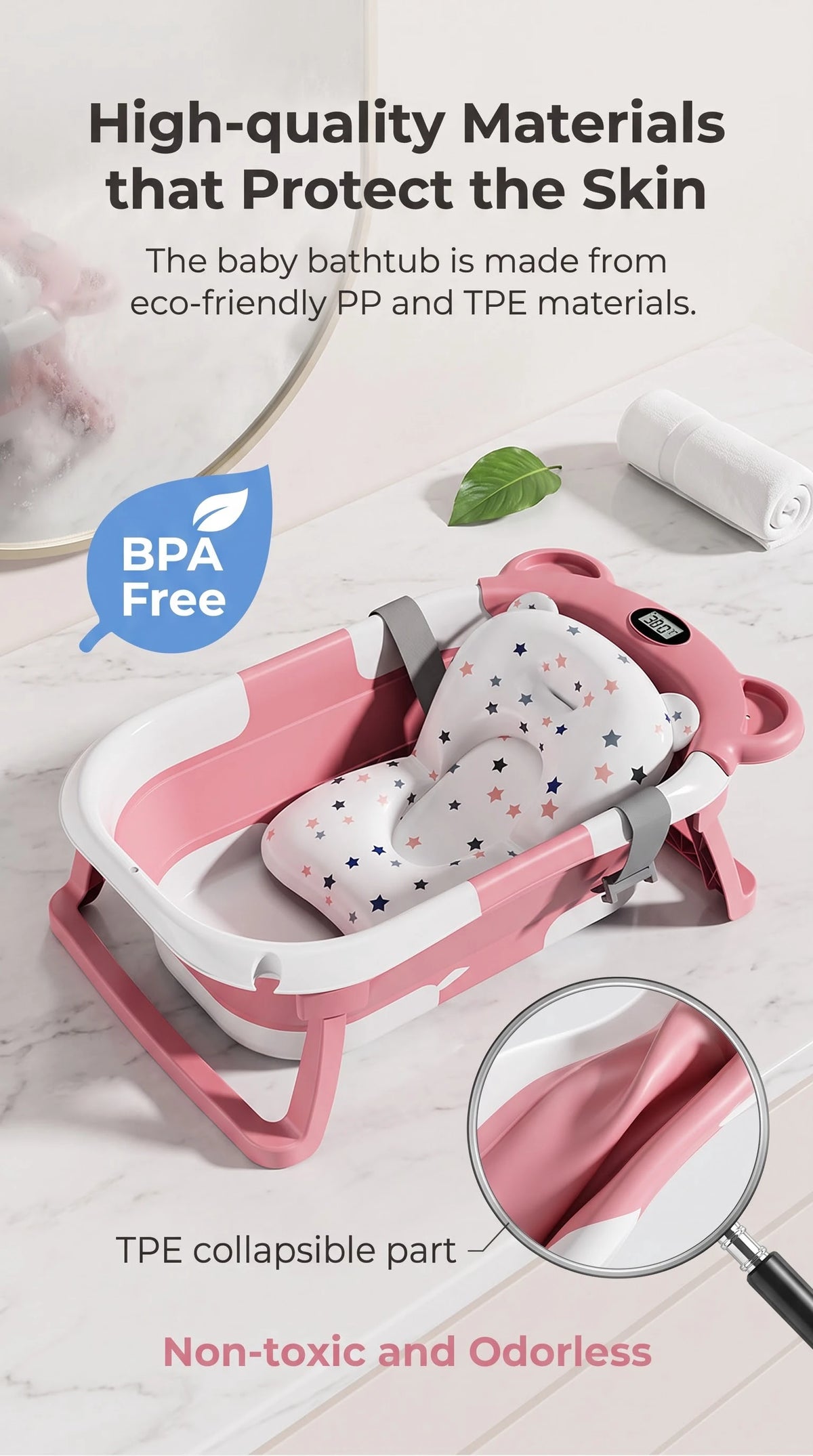 UBRAVOO Foldable Baby Bathtub Set With Detachable Parts