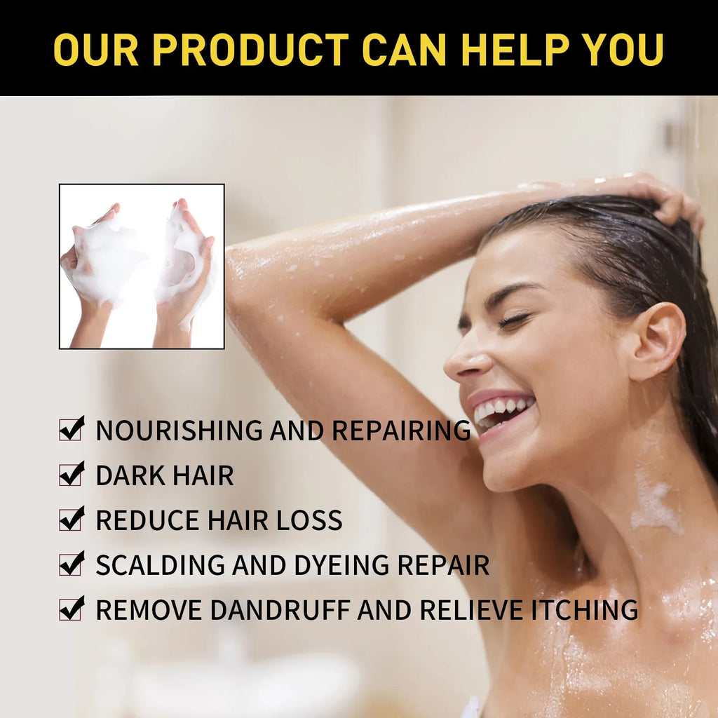 EELHOE Black Hair Dye Shampoo 3 in 1 Growth Clean Hair Darkening Deep Nourishing