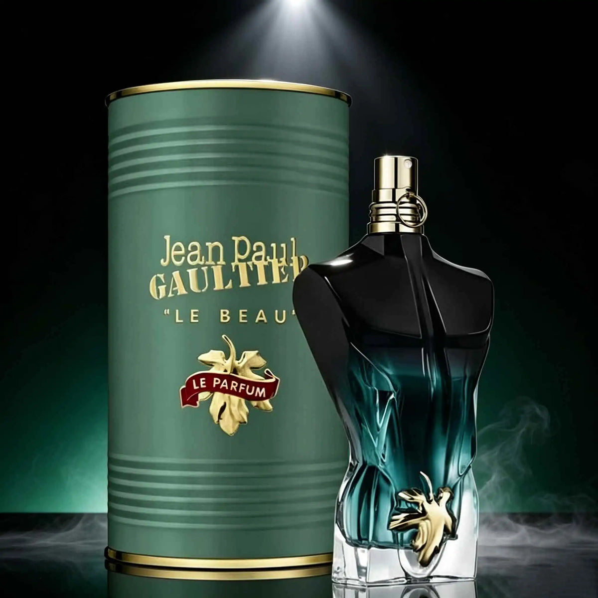 Jean Paul Le Beau men’s Fragrance Features Artistic Sculpted bottle And Vintage Cylindrical Gift Box.