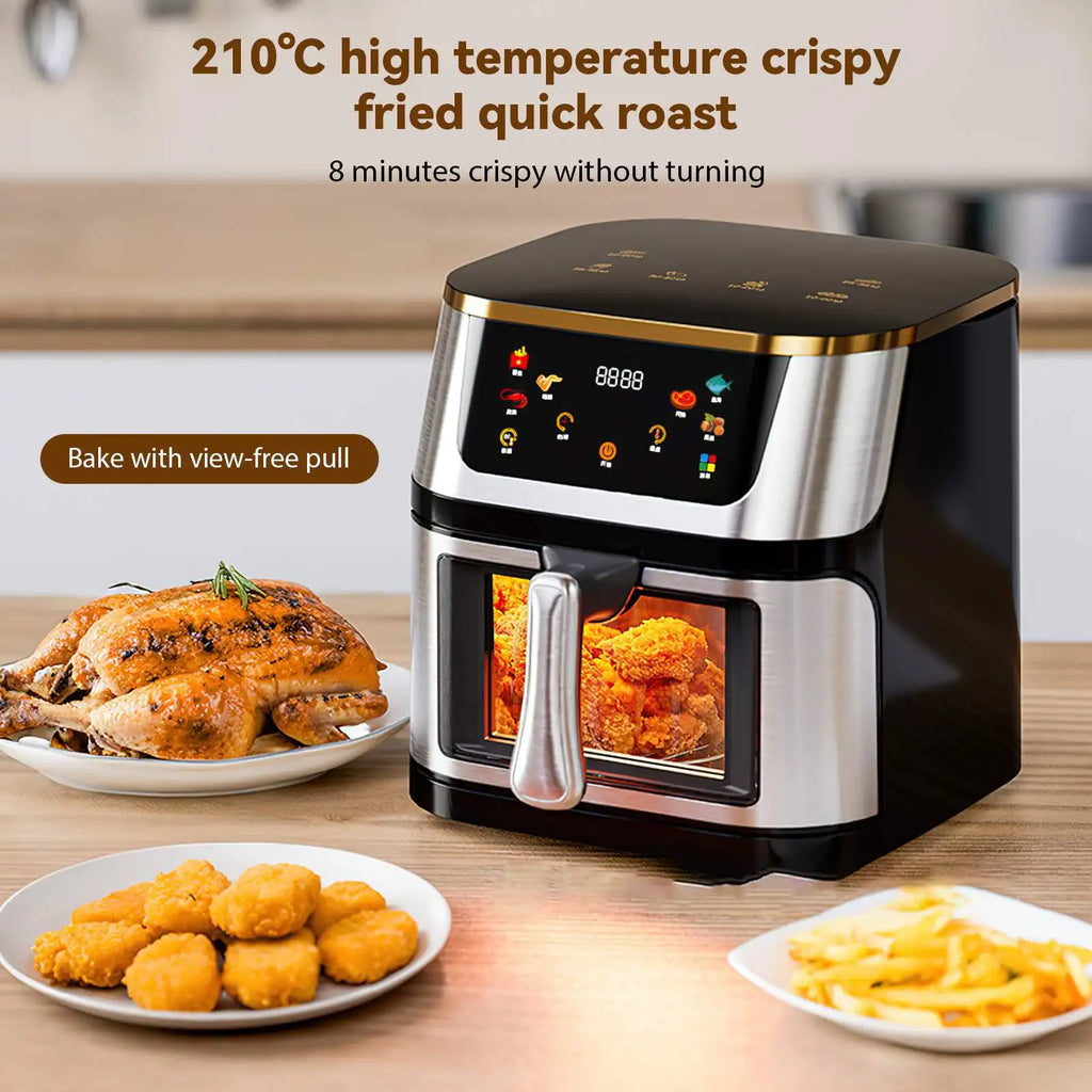 12L Large Capacity Air Fryer Toaster Oven LED Touch Screen Large Visual Window Accessories Included High Hot Air Circulation