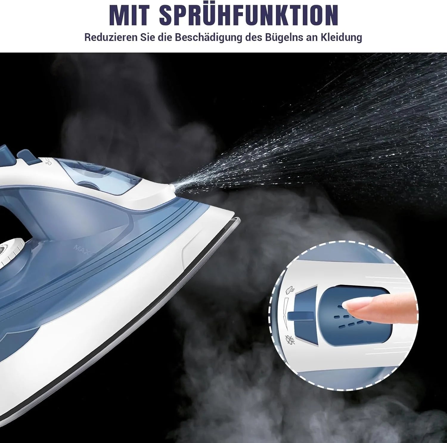 5-Temperature Steam Iron 350ml Large Water Tank Spray + Self-Cleaning Dual Auto Shut-Off Home Ironing Machine