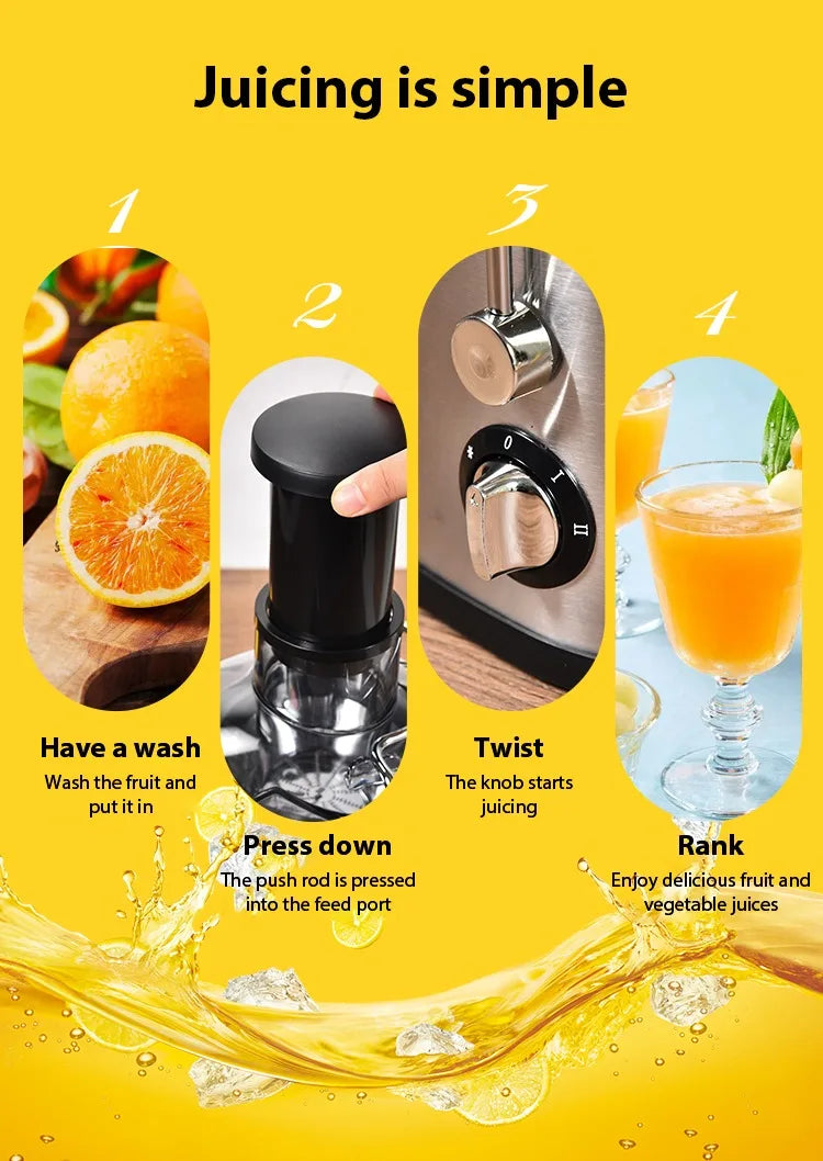 Household Centrifugal Juicer 400W 2 Speed Pulp Separation Fruit Vegetable