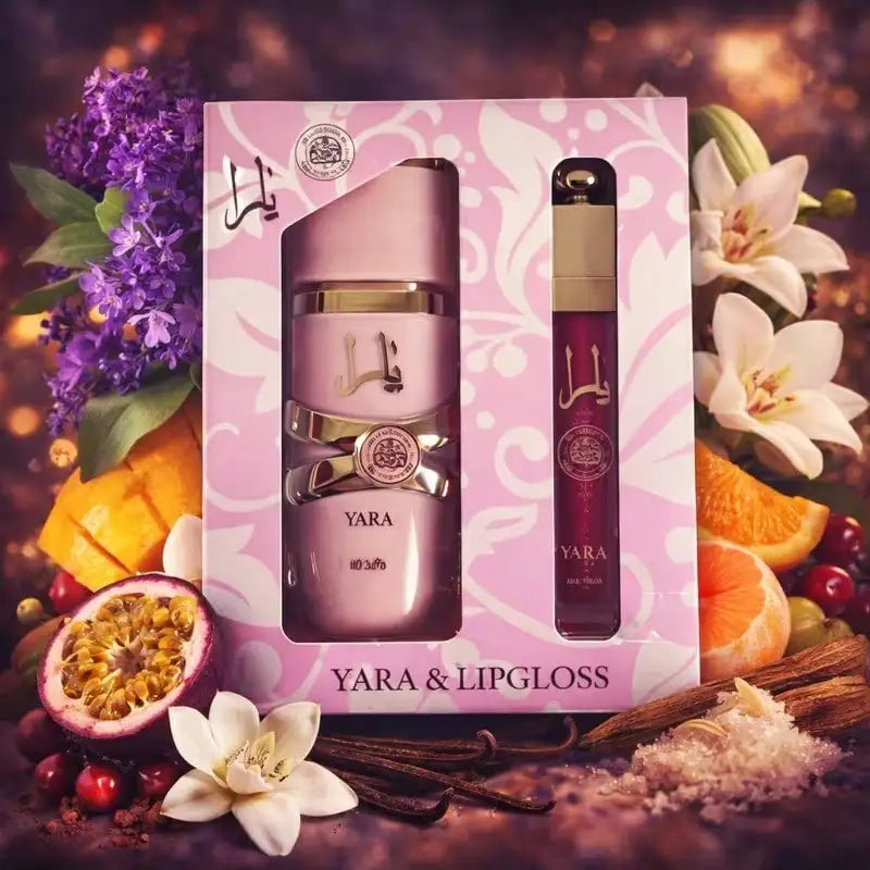 Yara perfume 30ml + lip Gloss 4ml Vanilla Musk Floral fruity Gourmand Set for Women