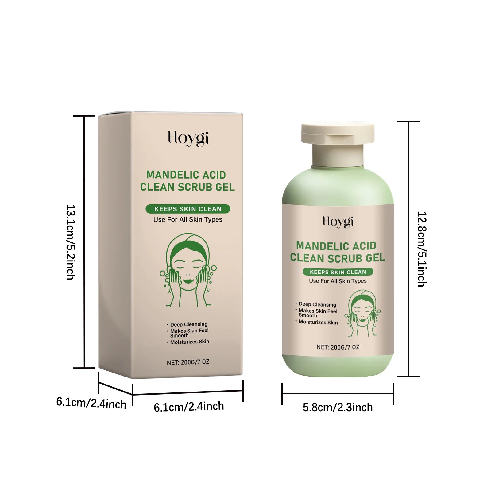 200g Mandelic Acid Body Exfoliating Gel Gentle Cleaning Pores Moisturizing Remove Dead Skin Refreshing Smoothing Body Scrub Gel