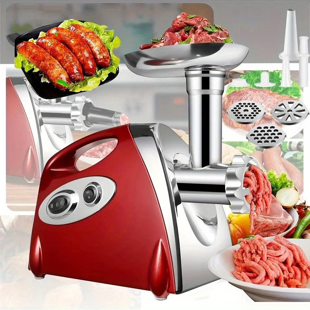 Electric meat and sausage grinder, used for chopping meat and sausages, can rotate back and forth for meat, vegetables, fruits,