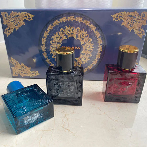 3-Piece Men's Fragrance Cift Set:Ocean Breeze,Cedarwood & Amber Eau DeToilette,3Oml PortablePerfume Bottles for Travel