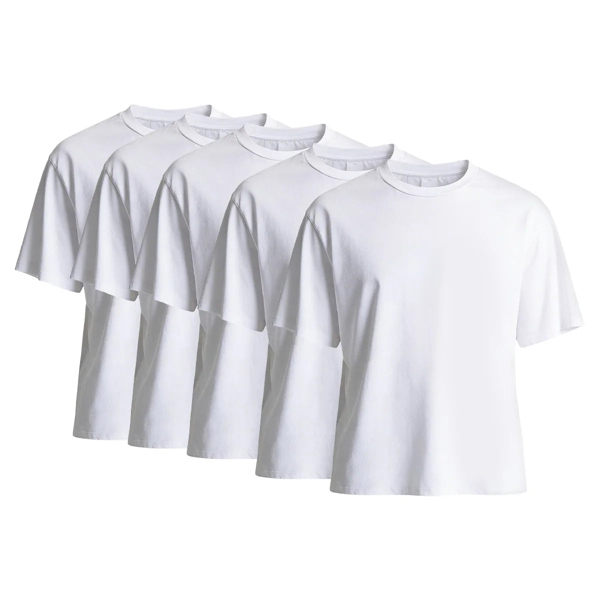 100% Cotton T shirt 5 Pack Soft Breathable Colorfast Men's Women's Summer Crew neck