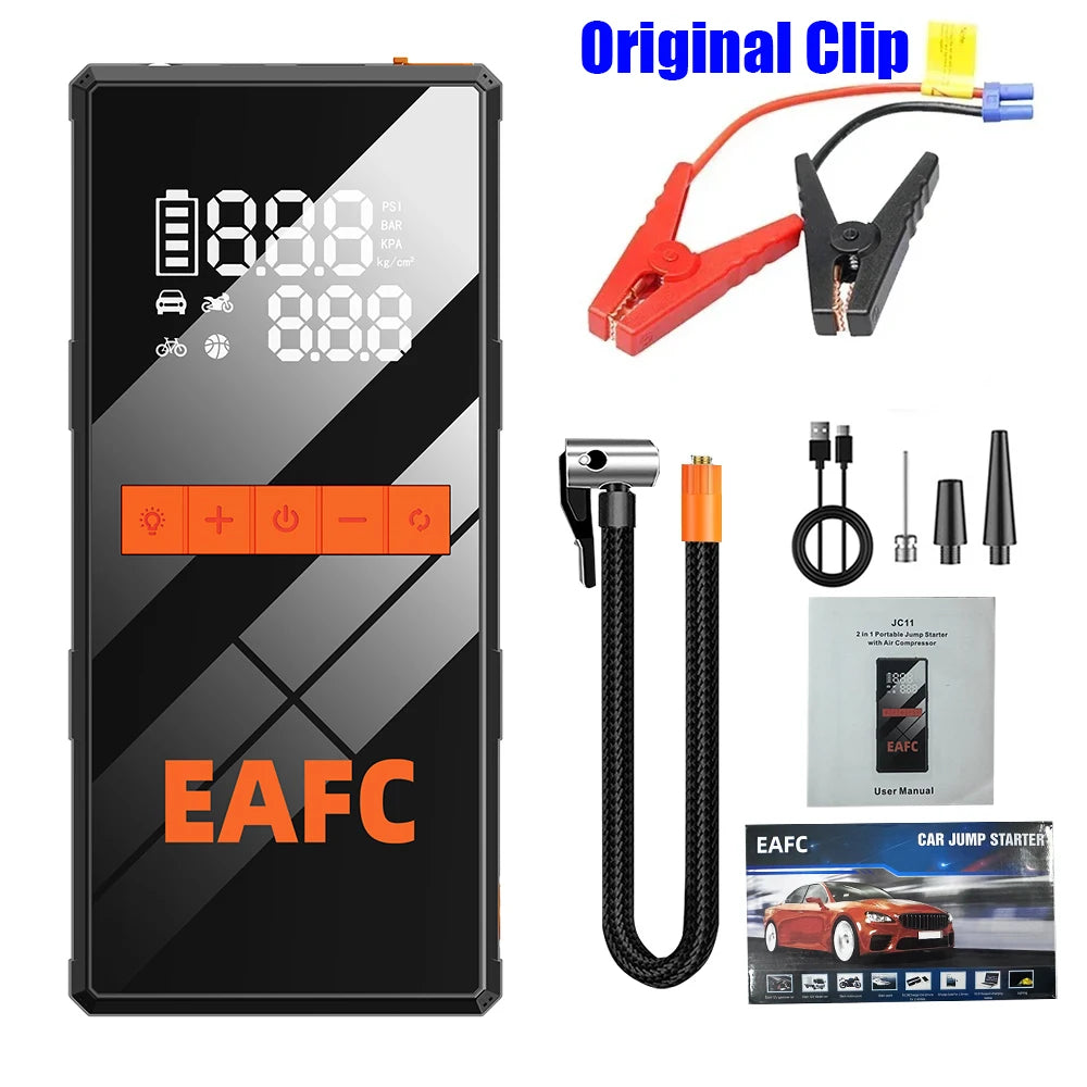 EAFC 1200A Car Jump Starter 150PSI Air Compressor 2-in-1 Air pump 8000mAh Portable Booster Powerful Car Battery Starting Device