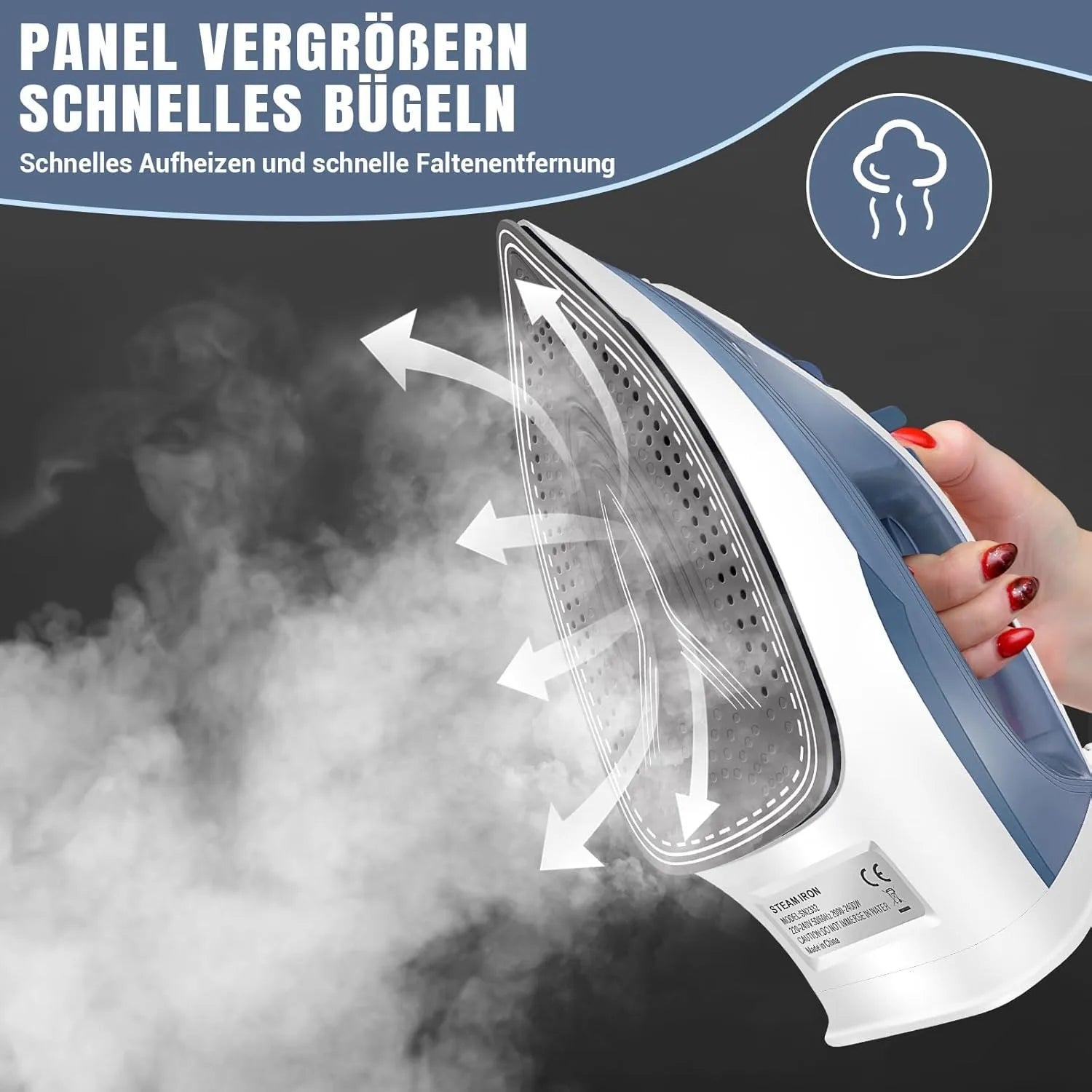 5-Temperature Steam Iron 350ml Large Water Tank Spray + Self-Cleaning Dual Auto Shut-Off Home Ironing Machine
