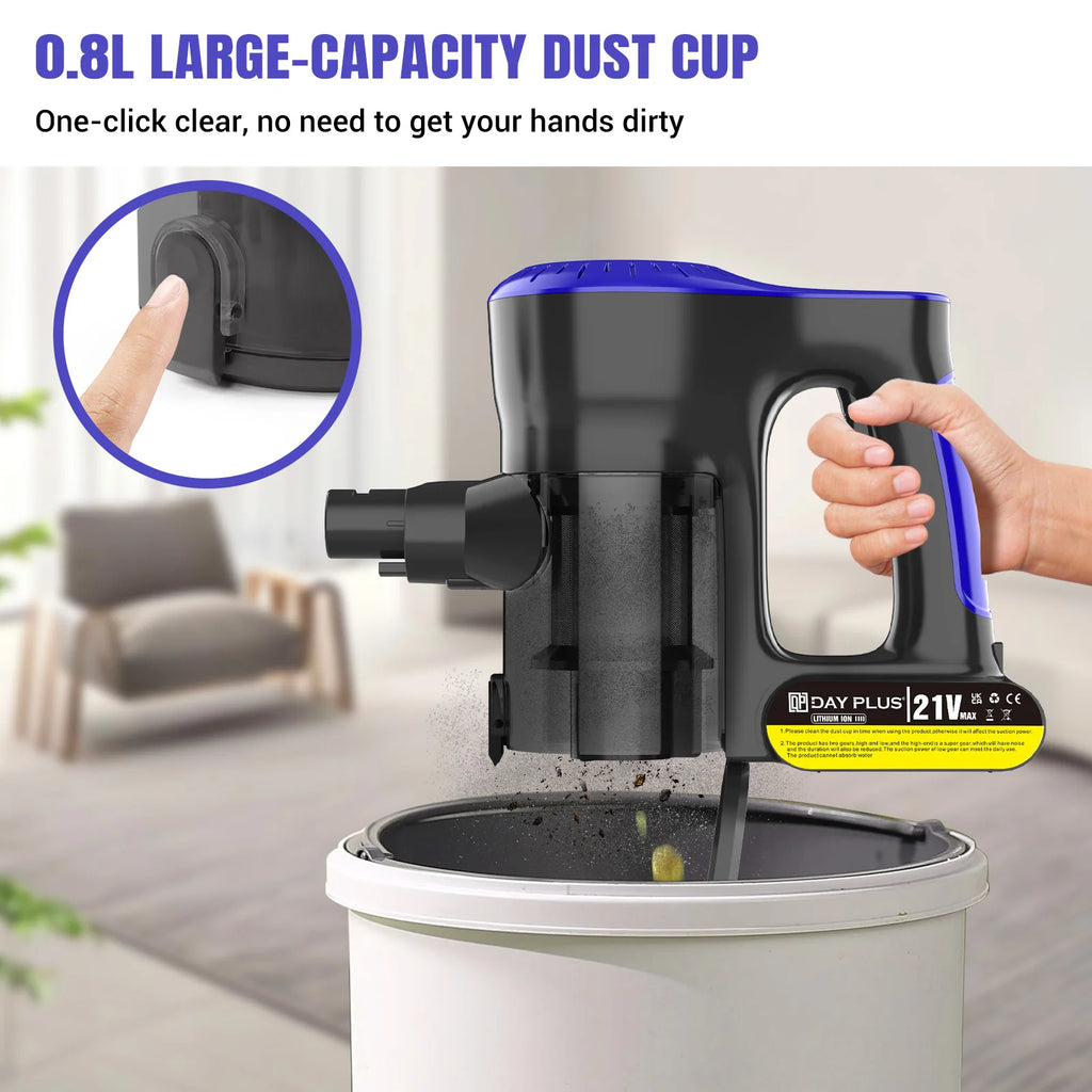 Battery Bagless Vacuum Cleaner 1000W 7000Pa 45Min Cordless Vacuum Cleaner with Light, Anti-Tangle Brush, Super Quiet Self-Standing Battery Vacuum for Pet Hair Carpets Hard Floors