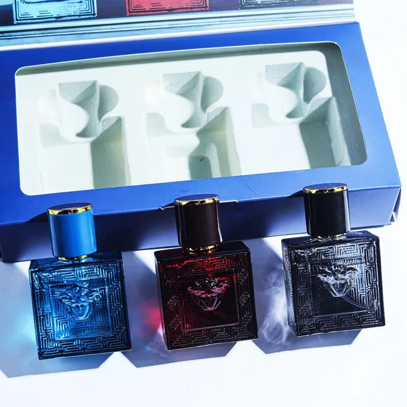 3-Piece Men's Fragrance Cift Set:Ocean Breeze,Cedarwood & Amber Eau DeToilette,3Oml PortablePerfume Bottles for Travel