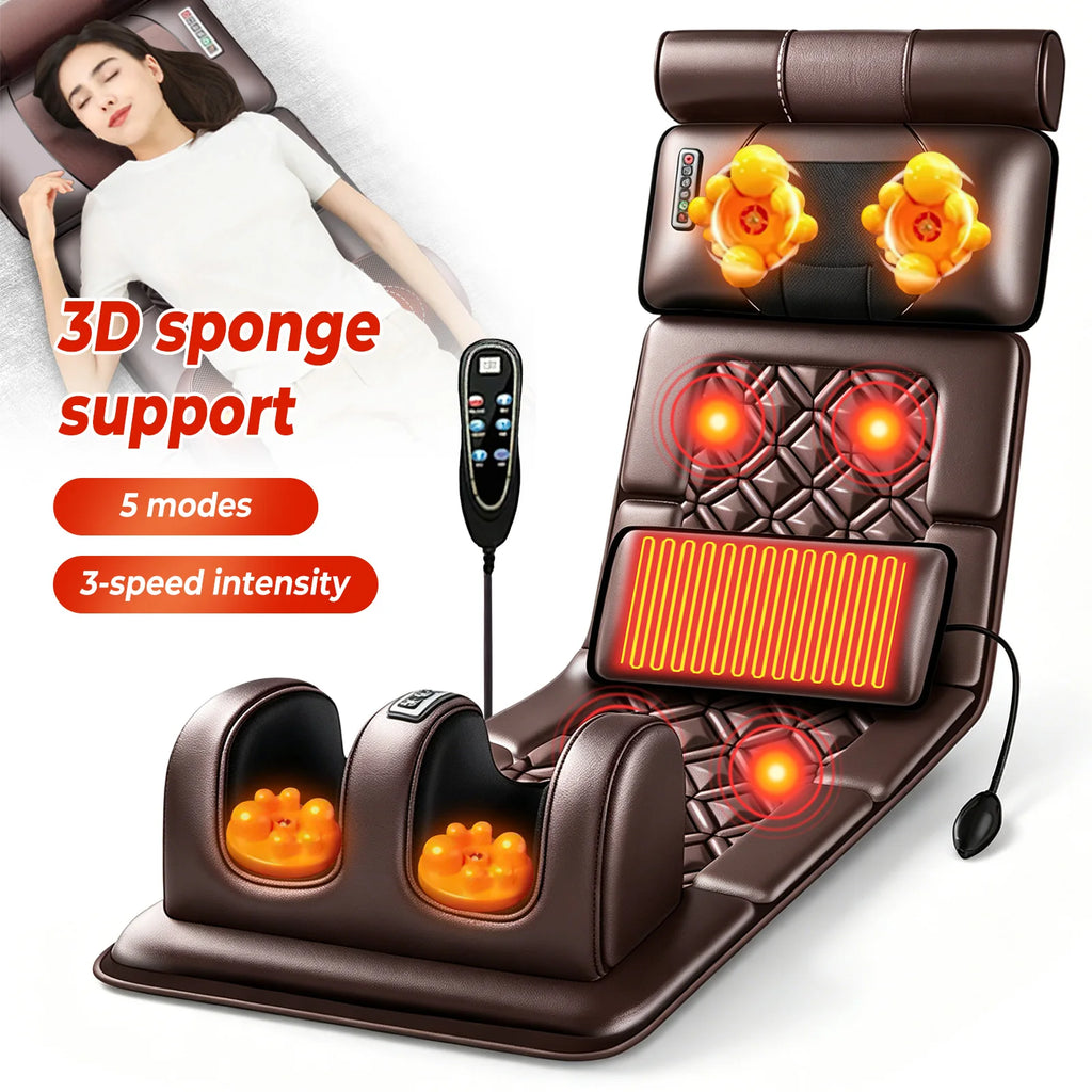 Full Body Electric Massage Mat 10 Motors with Heat, 3-Level 5 Modes.
