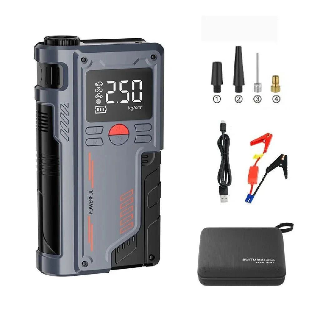 4 In 1 Car Jump Starter With 150PSI Air Compressor 8000mAh Portable Booster Charger 1000A Powerful Car Battery Starting Device