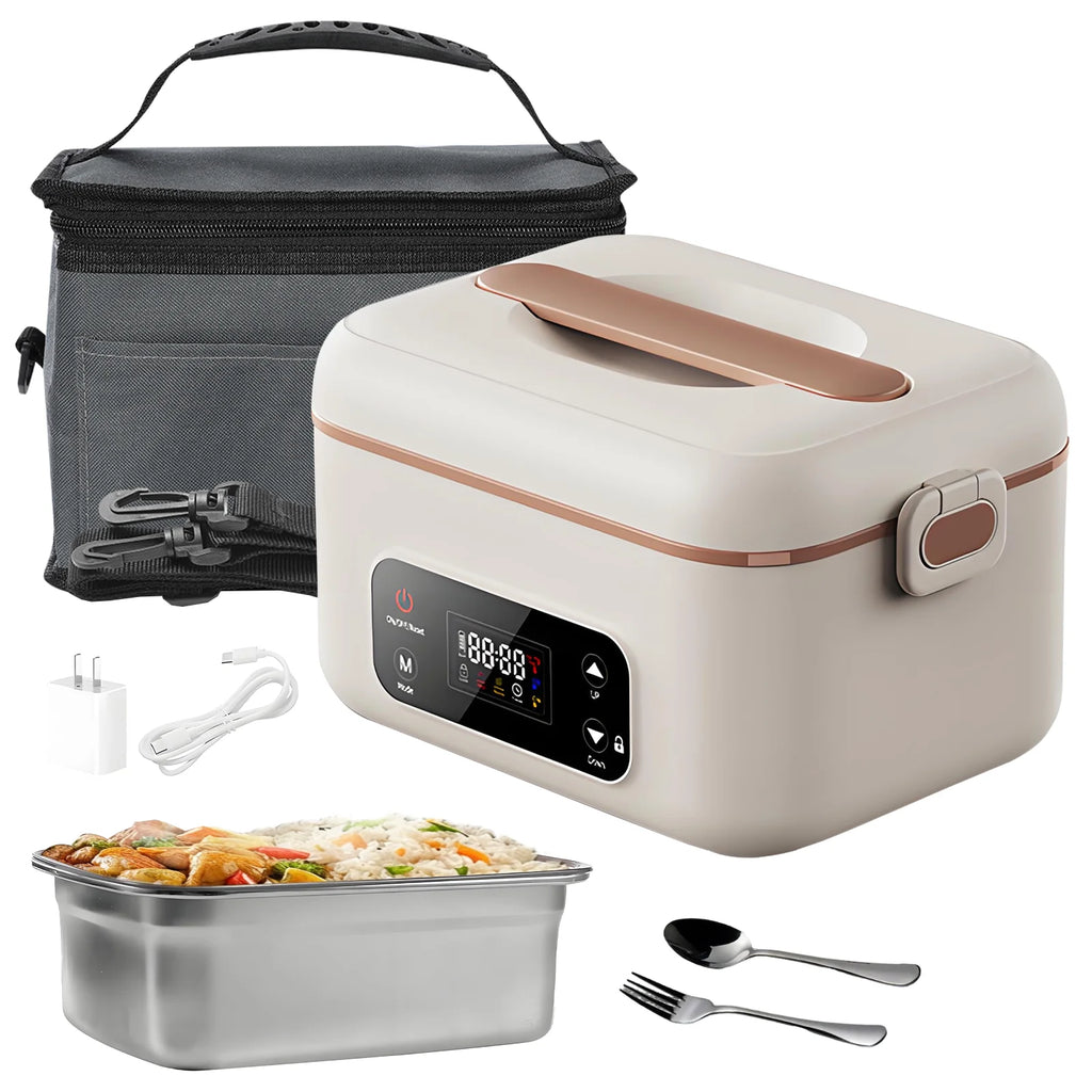 Portable Electric Lunch Box, 1L Capacity & 16000mAh Power Bank, Wireless Self-Heating for Work Travel Car Office