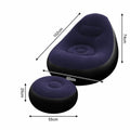 1pc Inflatable Lounge Chair with Ottoman, Flocked Air Sofa Set