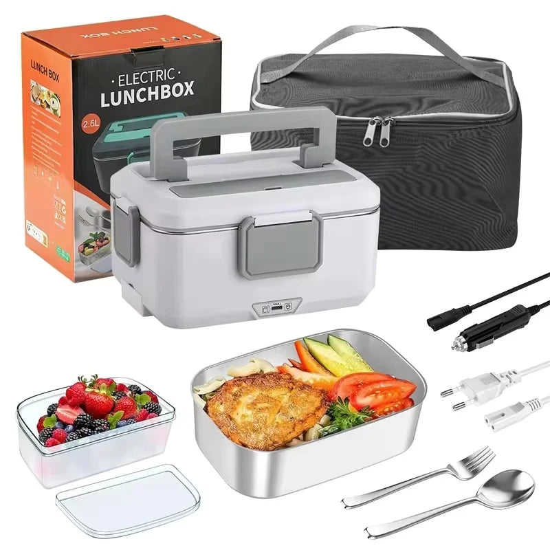 DWiusty 2-in-1 electric lunch box leak-proof portable food warmer 1.5/2/2.5 L microwave lunch box with stainless steel container
