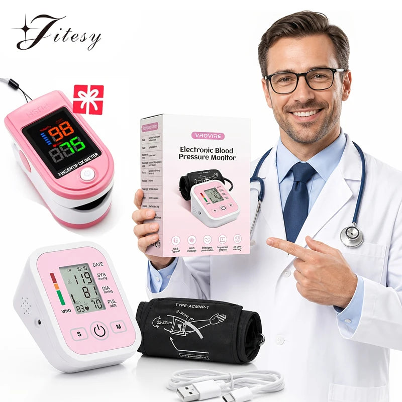 Tensiometer Heart Rate Pulse Oximeter Meter Kit BP Monitor Healthy