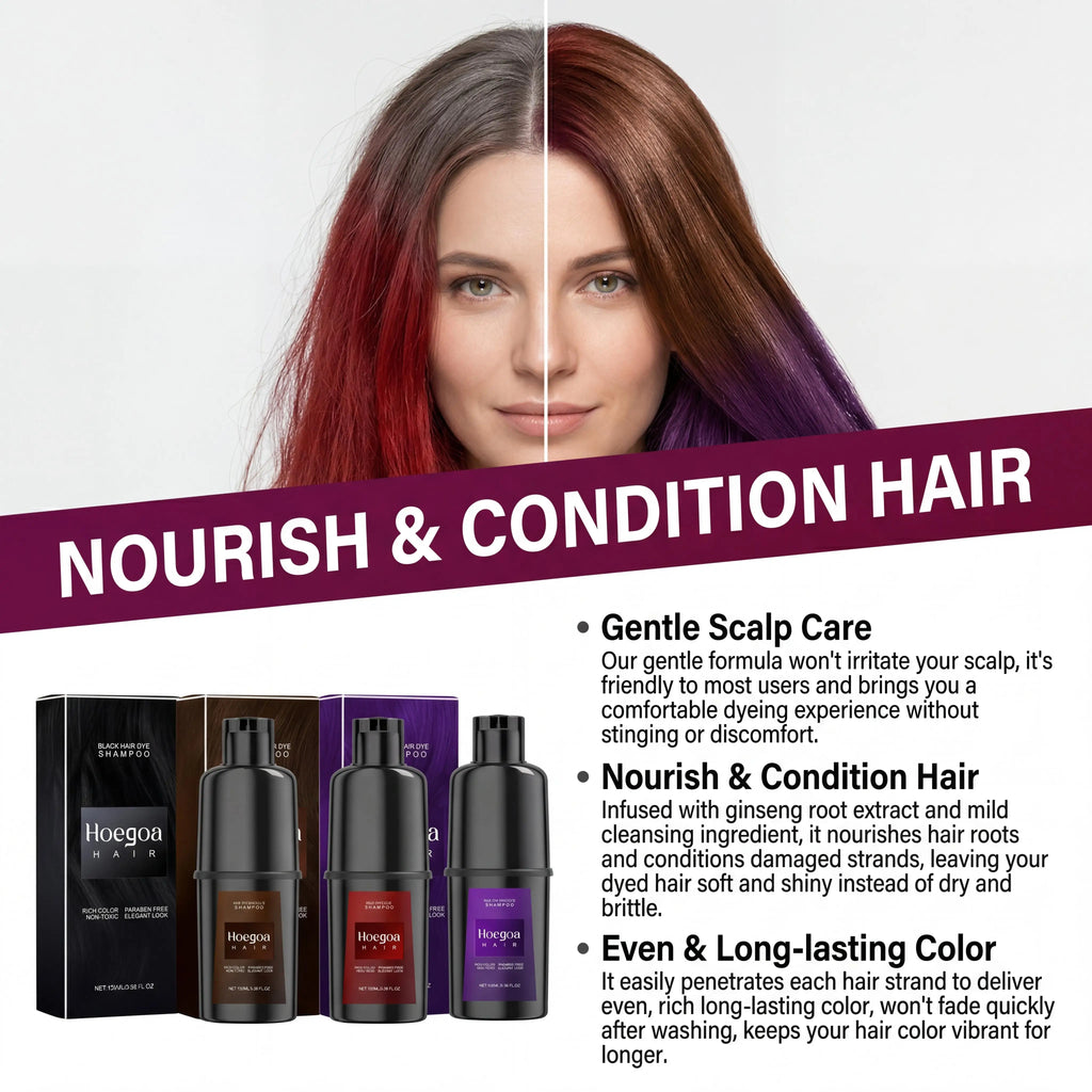 4 Color Hair Dye Shampoo Ginseng Root Extract Nourish