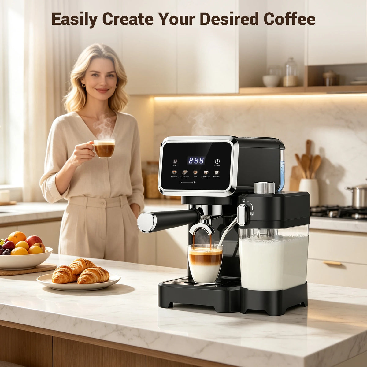 Espresso Machine with Color Touchscreen, 20 Bar