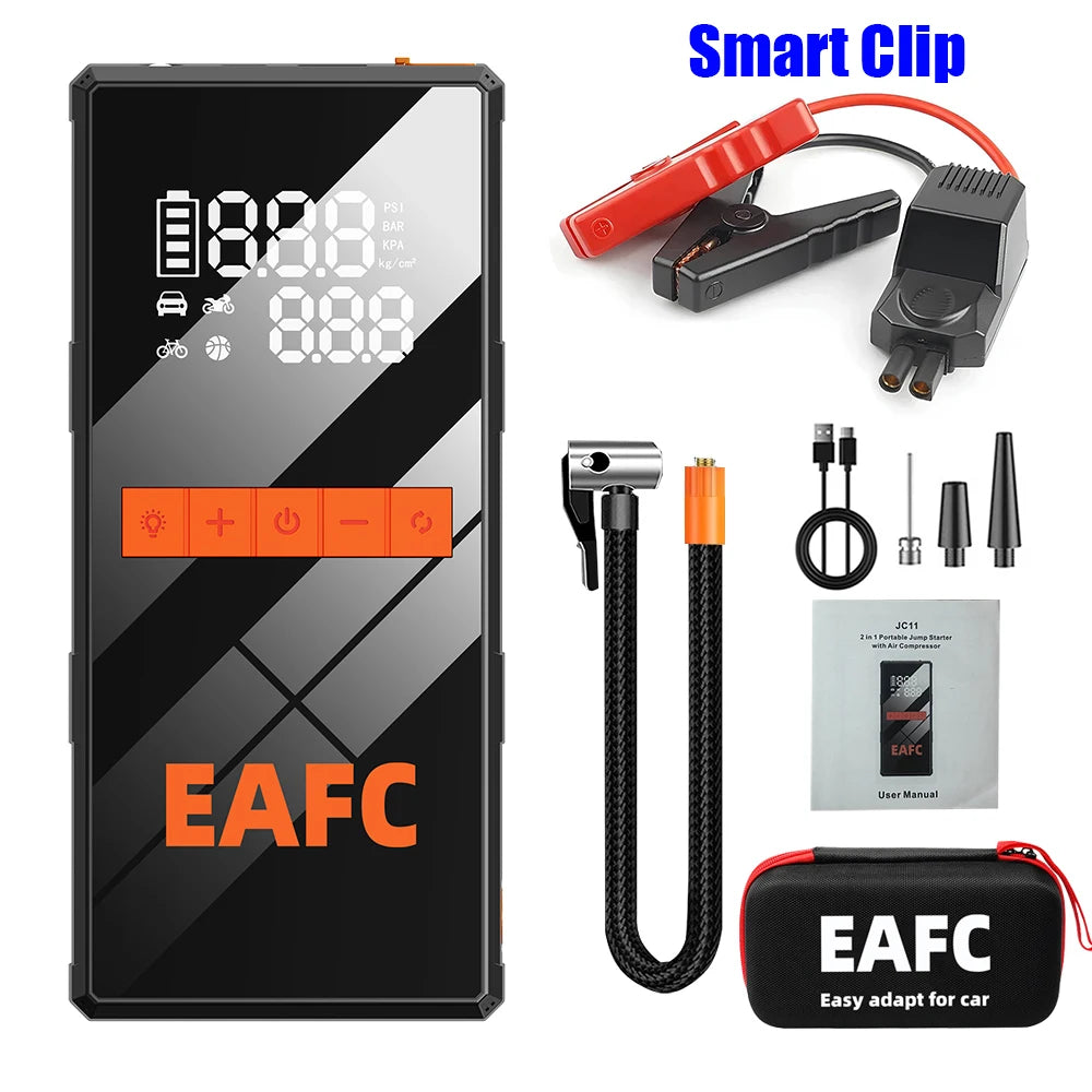 EAFC 1200A Car Jump Starter 150PSI Air Compressor 2-in-1 Air pump 8000mAh Portable Booster Powerful Car Battery Starting Device