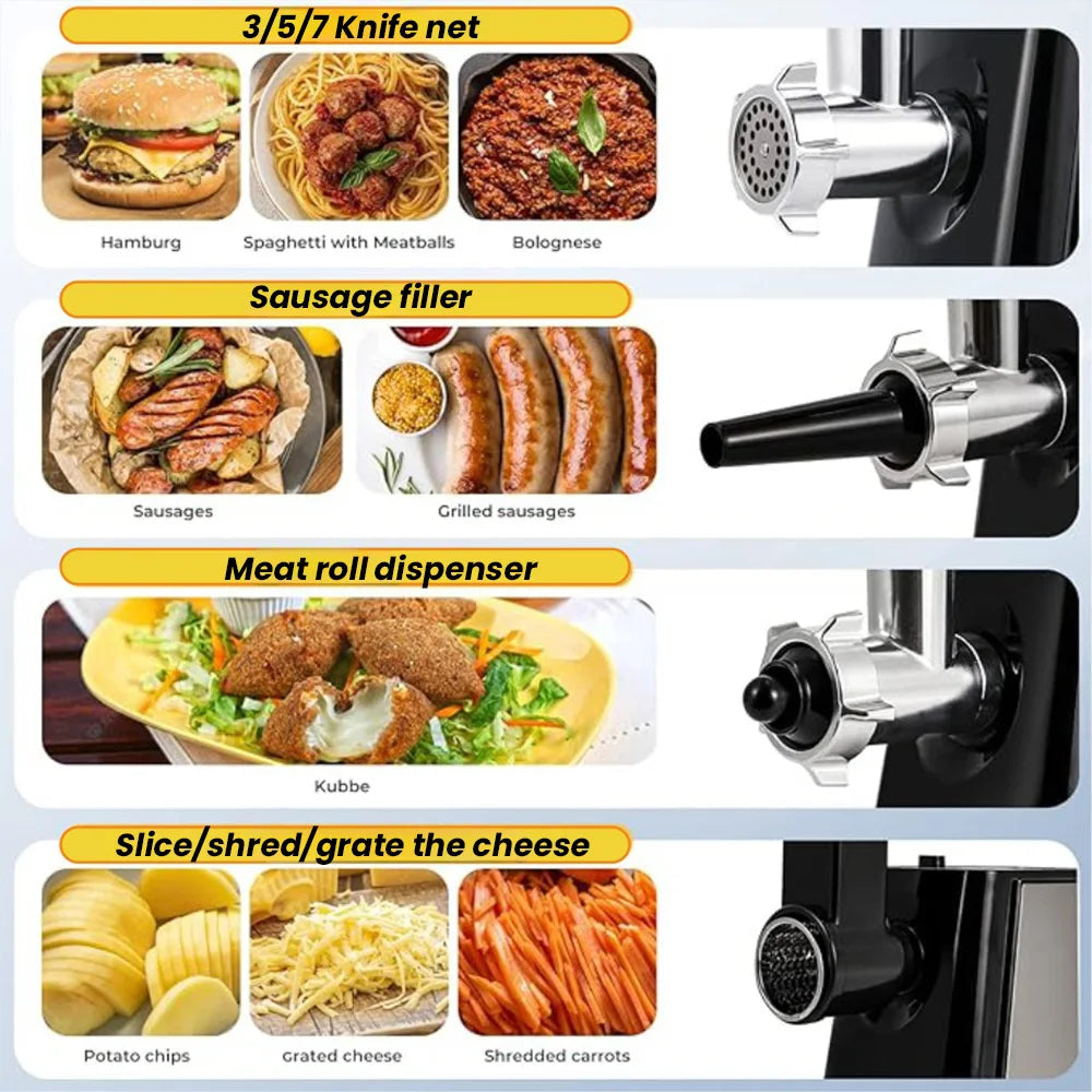 1000W Electric Meat Mill High Performance Meat shredder Sausage Filling Machine 220V stainless steel Food shredder Stand Mixer