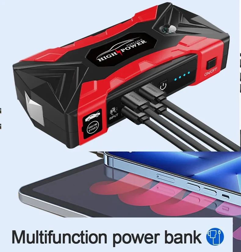 Car Jump Starter 1000A Peak Power Portable Auto Battery Booster 12V Jump Starter Power Bank Emergency Car Starter USB Charger Vehicle Booster Pack