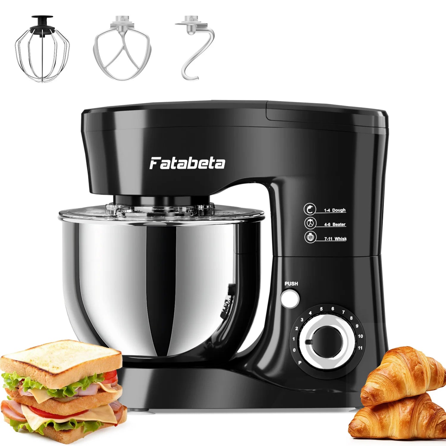 5.5L Electric Stand Mixer, 1000W, 11 Speeds, 3-in-1(Whipping, Kneading & Mixing), Non-Slip Feet, Safety Lock, for Baking/Gift