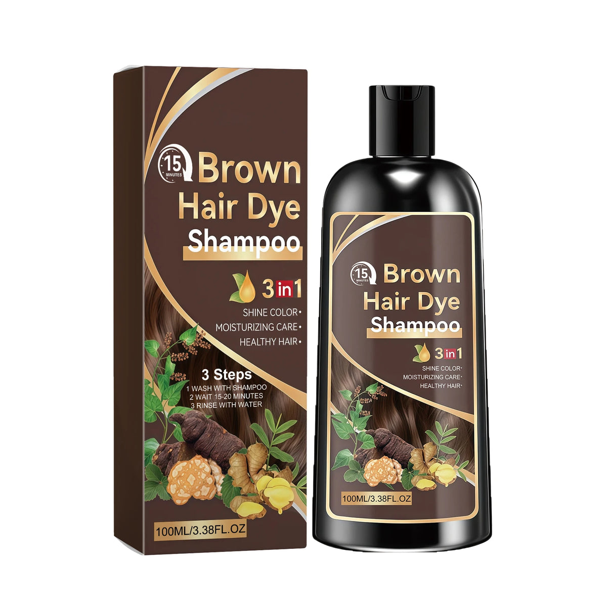 100ML Herbal Brown Hair Dyeing Shampoo Nourishing Scalp Repairing Damaged Hair