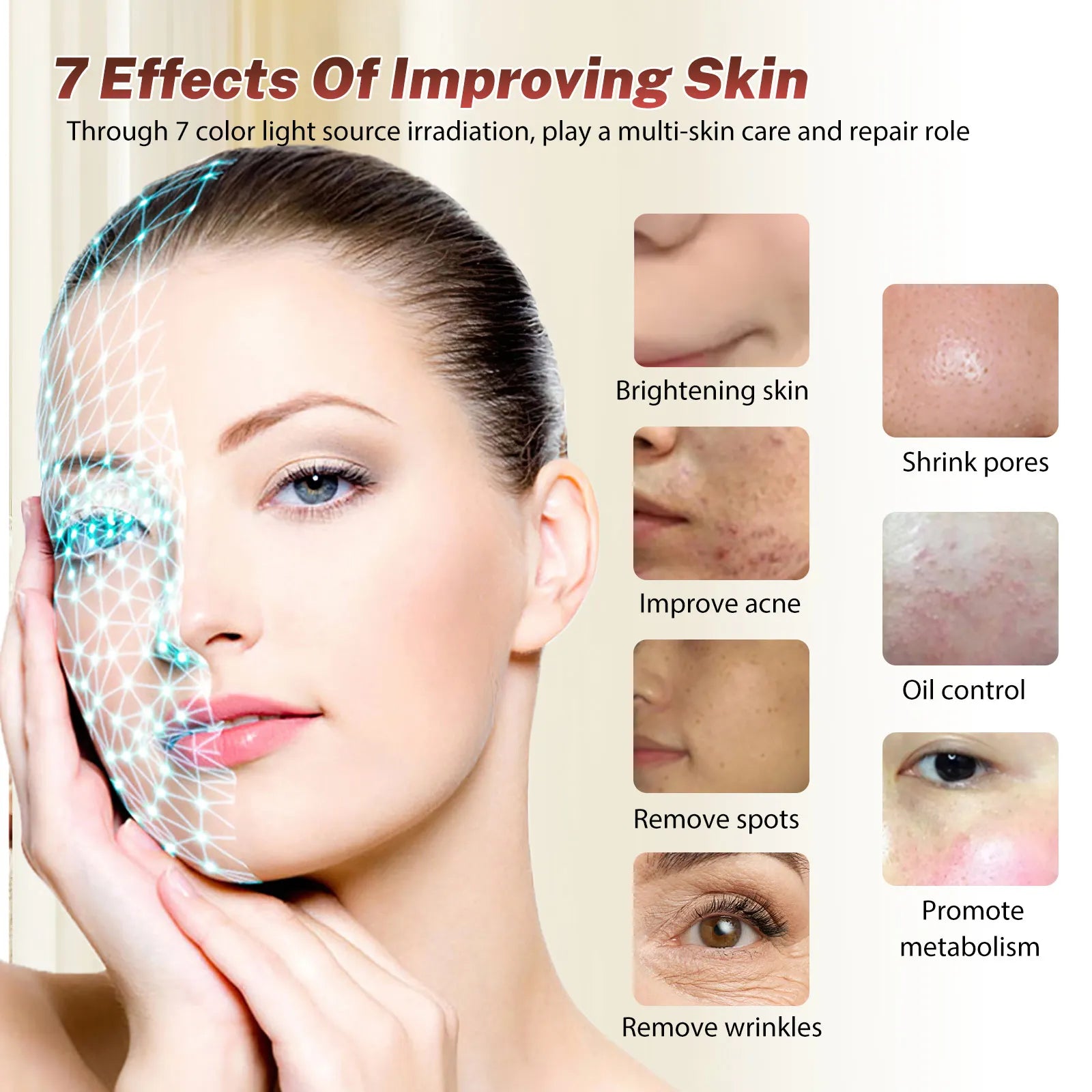 7 Colors LED Face Mask PDT Equipment SPA Facial Spray Device Skin Rejuvenation Light Facial Body Beauty Machines For Skin Care