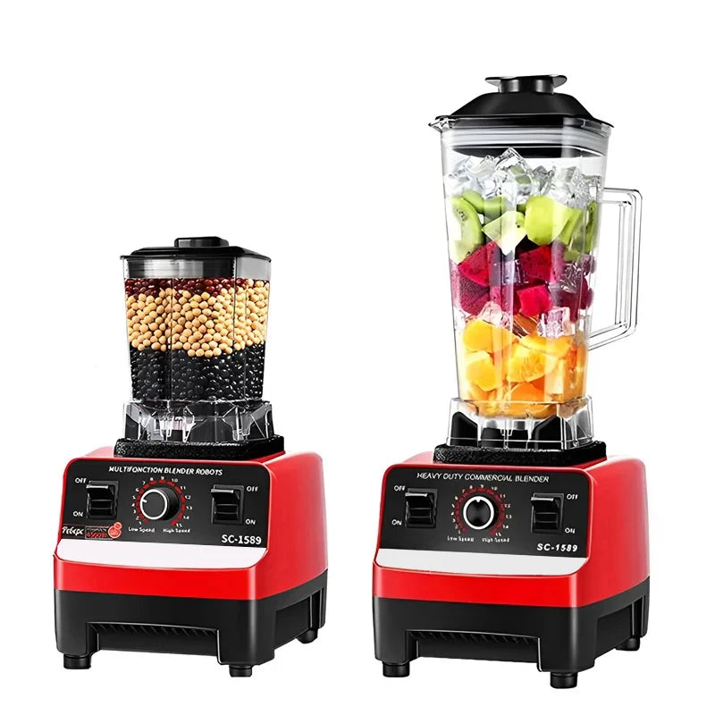 2-in-1 2000W Blender & Food Processor, 2L Smoothie Maker with Stainless Steel Blades for Ice Crush & Juice, Kitchen Mixer