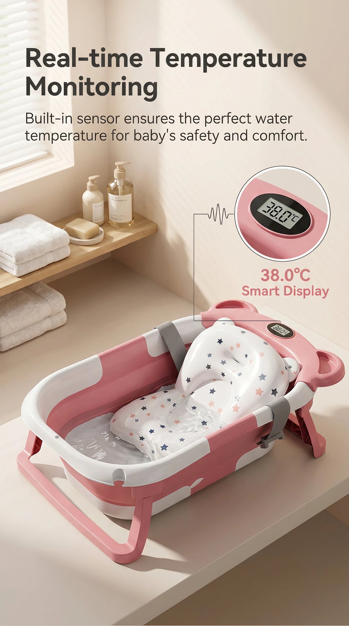 UBRAVOO Foldable Baby Bathtub Set With Detachable Parts