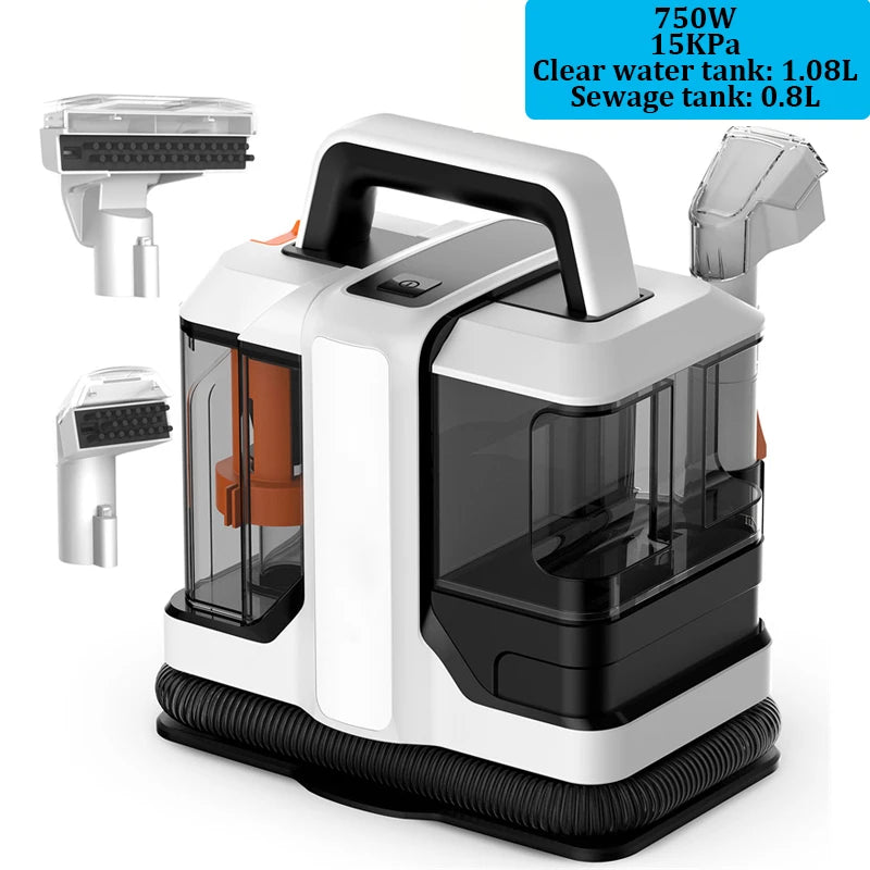 750W 15KPa Carpet Cleaner Portable Handheld Spot Cleaner Spray Suction Integrated Clean Machine for Car Sofa Carpet Pet Hair