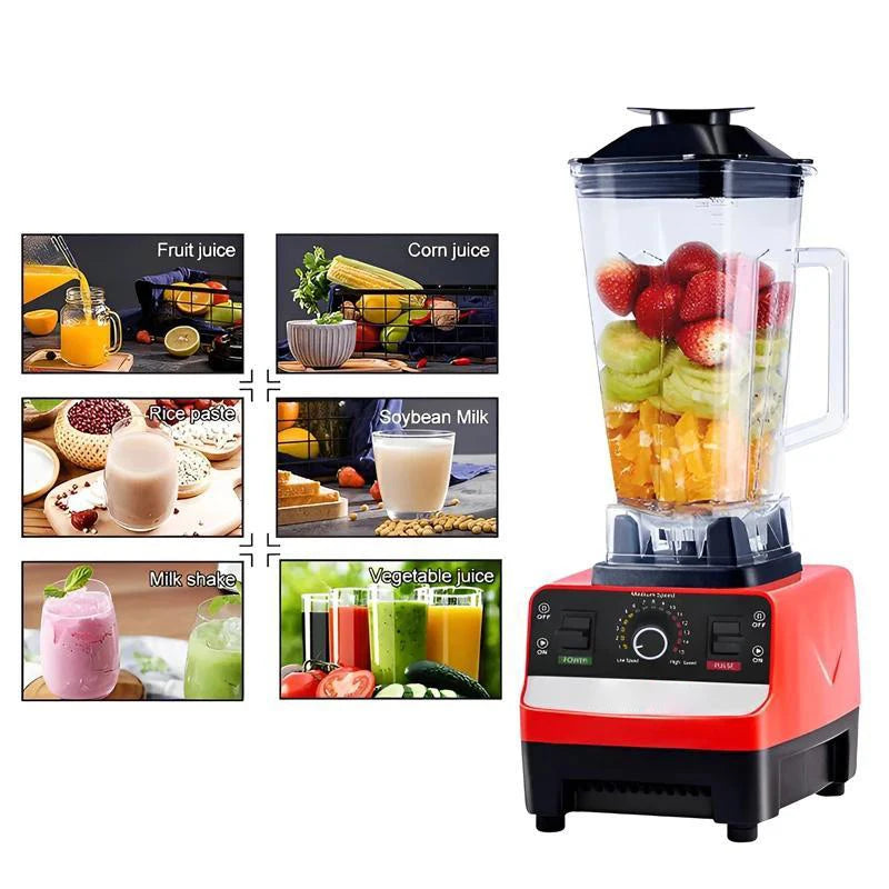 2-in-1 2000W Blender & Food Processor, 2L Smoothie Maker with Stainless Steel Blades for Ice Crush & Juice, Kitchen Mixer