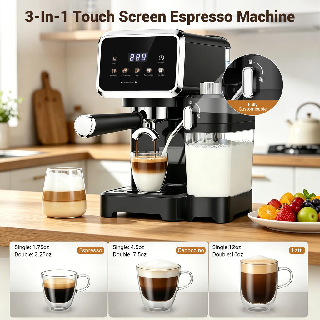 Espresso Machine with Color Touchscreen, 20 Bar