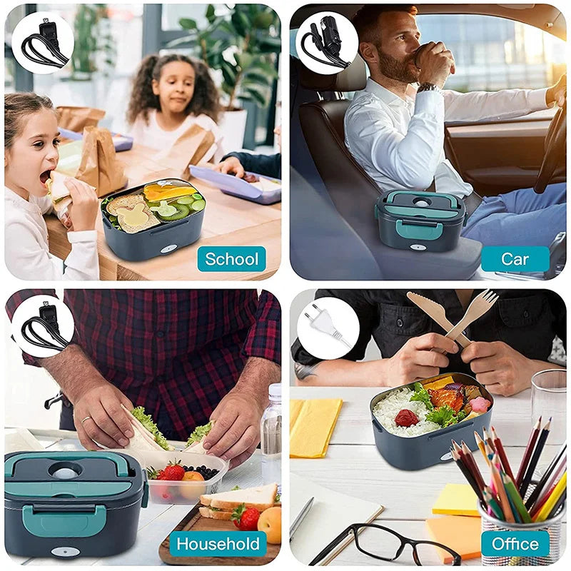 DWiusty 2-in-1 electric lunch box leak-proof portable food warmer 1.5/2/2.5 L microwave lunch box with stainless steel container