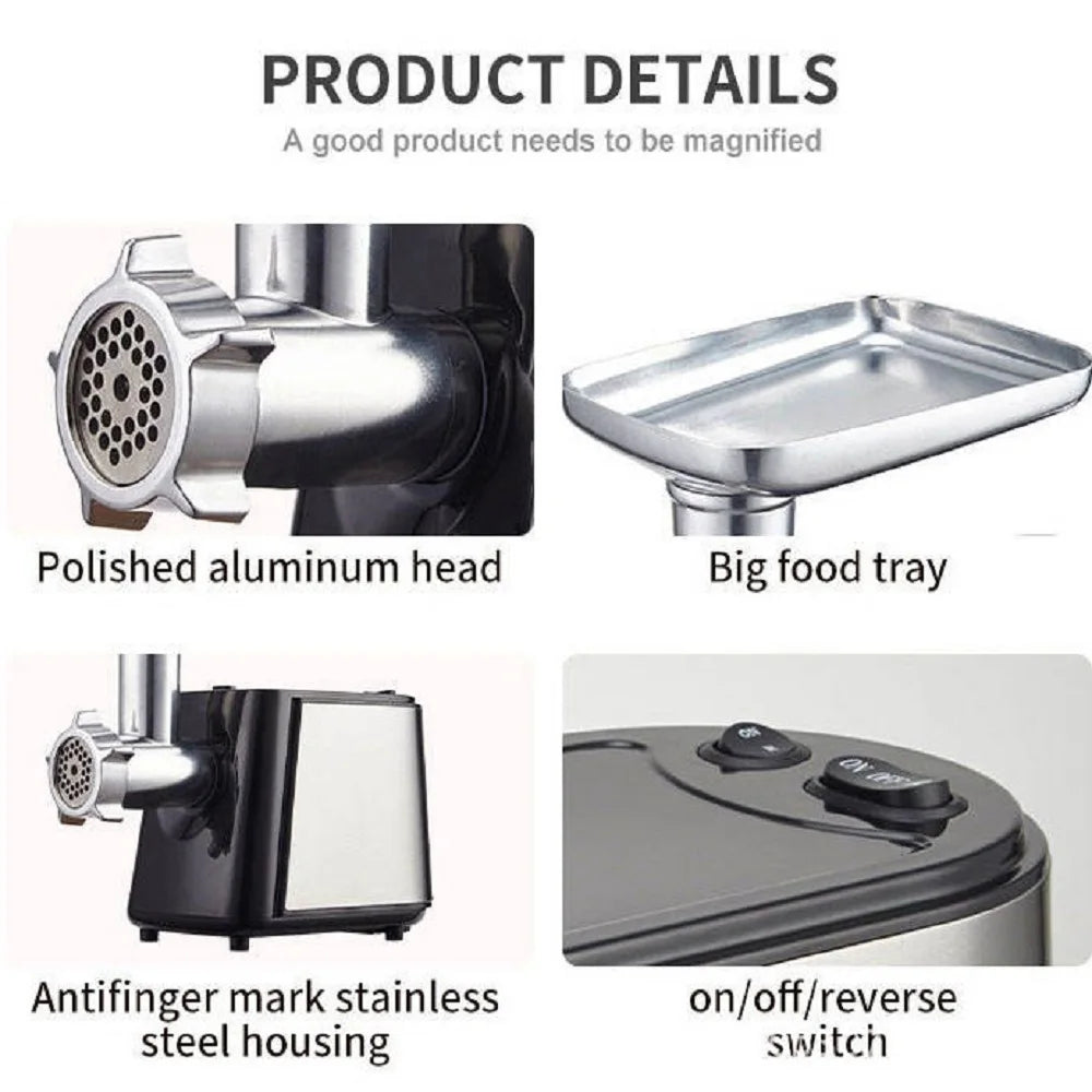 1000W Electric Meat Mill High Performance Meat shredder Sausage Filling Machine 220V stainless steel Food shredder Stand Mixer