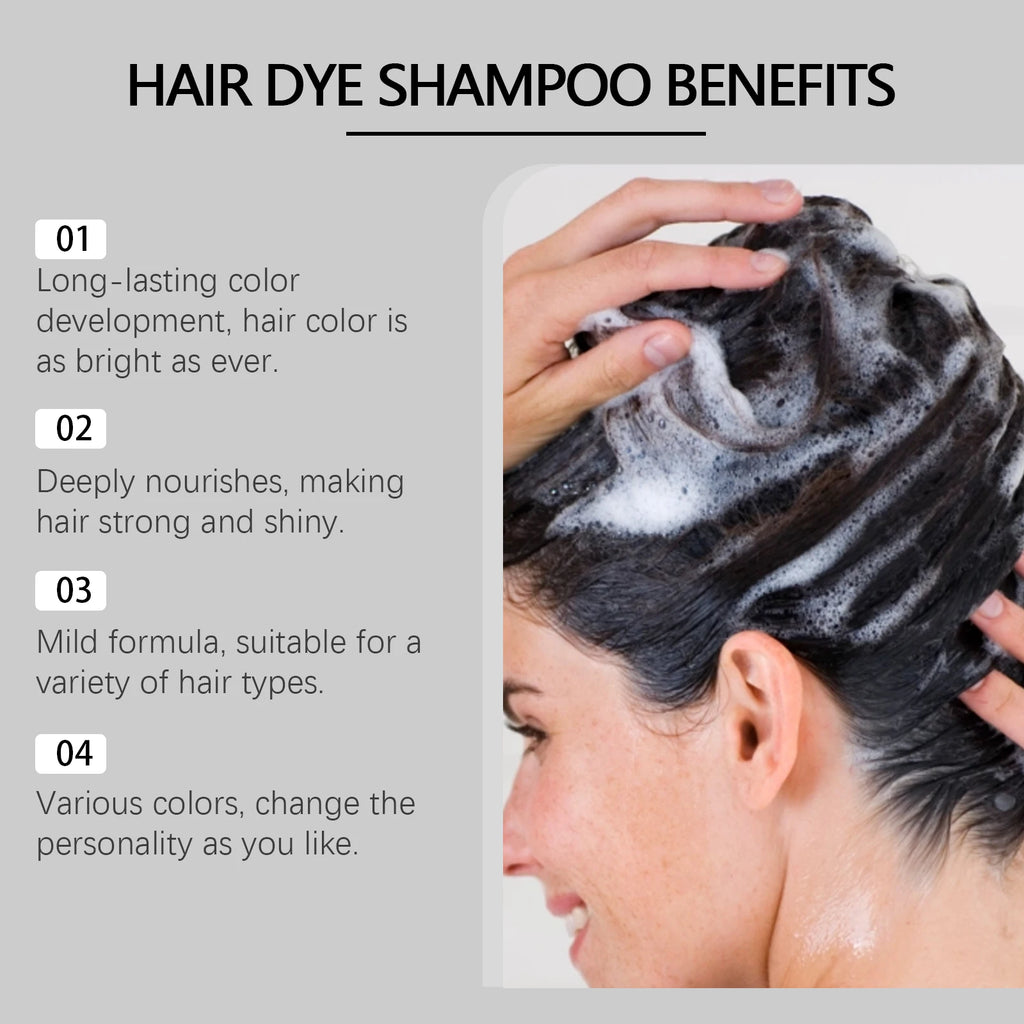 Hair Dyeing Shampoo Repair Damaged Hair Nourishing Non-irritating Scalp Lasting Color Fix Cover Gray White